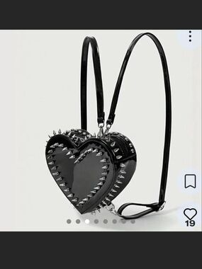 Spiked Black Heart Studded Backpack Bag - Women